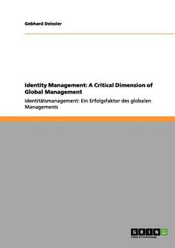 portada identity management: a critical dimension of global management (en Inglés)