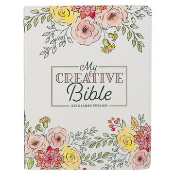 portada KJV Holy Bible, My Creative Bible, Faux Leather Flexible Cover - Ribbon Marker, King James Version, White Floral (en Inglés)