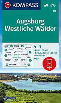 portada Kompass Wanderkarte 162 Augsburg, Westliche Wälder 1: 50. 000