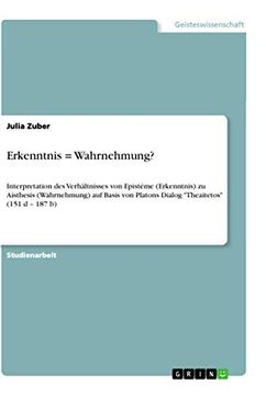 portada Erkenntnis = Wahrnehmung? Interpretation des Verhältnisses von Epistéme (en Alemán)