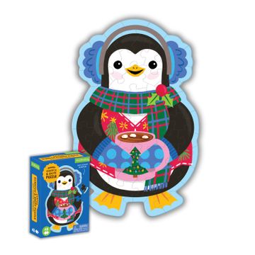 portada Mudpuppy hot Cocoa Penguin – 48 Piece Mini Scratch & Sniff Puzzle With Colorful and fun Illustrations of a Cozy Winter Penguin and Scented Puzzle Pieces