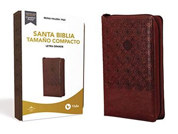 portada Rvr60 Santa Biblia, Letra Grande, Tamaño Compacto, Leathersoft, Café, Edición Letra Roja, con Cierre