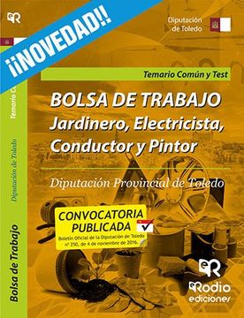 portada Bolsa de trabajo. Jardinero, Electricista, Conductor y Pintor. Diputación Provincial de Toledo (Spanish Edition)