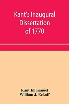 portada Kant's Inaugural Dissertation of 1770 (in English)