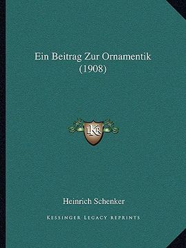portada Ein Beitrag Zur Ornamentik (1908) (en Alemán)