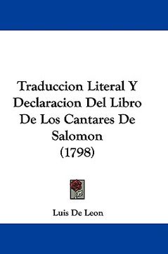 portada traduccion literal y declaracion del libro de los cantares de salomon (1798) (in English)