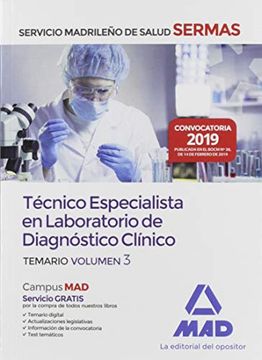 portada Técnico  Especialista en Laboratorio de Diagnóstico Clínico del Servicio Madrileño de Salud. Volumen 3