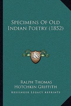 portada specimens of old indian poetry (1852)