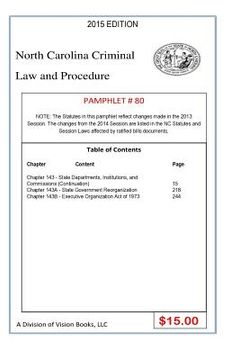 portada North Carolina Criminal Law and Procedure-Pamphlet 80 (en Inglés)