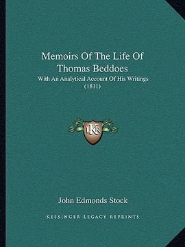 portada memoirs of the life of thomas beddoes: with an analytical account of his writings (1811)
