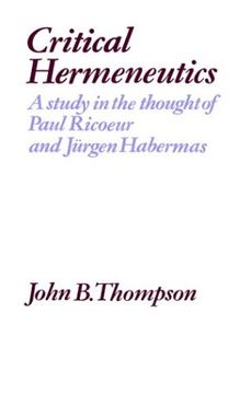 portada Critical Hermeneutics Paperback: A Study in the Thought of Paul Ricoeur and Jurgen Habermas (en Inglés)