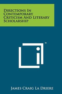 portada directions in contemporary criticism and literary scholarship (en Inglés)
