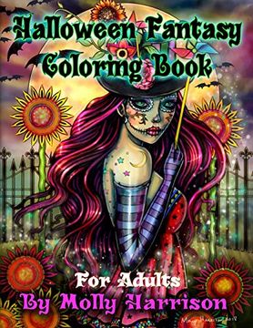 portada Halloween Fantasy Coloring Book for Adults: Featuring 26 Halloween Illustrations, Witches, Vampires, Autumn Fairies, and More! 