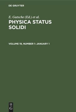 portada Physica Status Solidi, Volume 19, Number 1, January 1 (en Inglés)