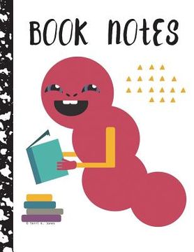 portada Book Notes: Cute bookworm cover, 82 pages, matte (en Inglés)