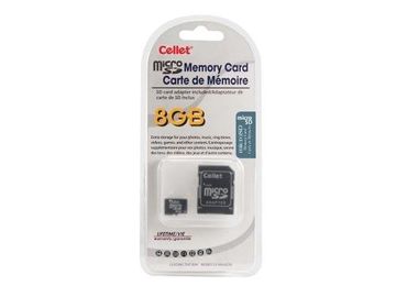 portada Cellet 8GB MicroSD for LG New Chocolate BL20 Phone custom flash memory, high-speed transmission, plug and play, with Full Size SD Adapter. (Retail Packaging)