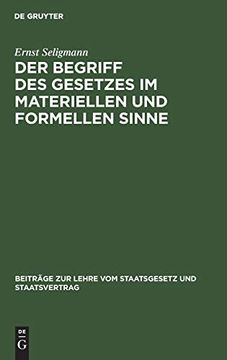 portada Der Begriff des Gesetzes im Materiellen und Formellen Sinne (in German)