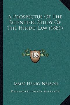 portada a prospectus of the scientific study of the hindu law (1881) (en Inglés)
