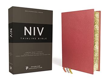 portada Niv, Thinline Bible, Premium Goatskin Leather, Coral, Premier Collection, Black Letter, Gauffered Edges, Comfort Print (en Inglés)