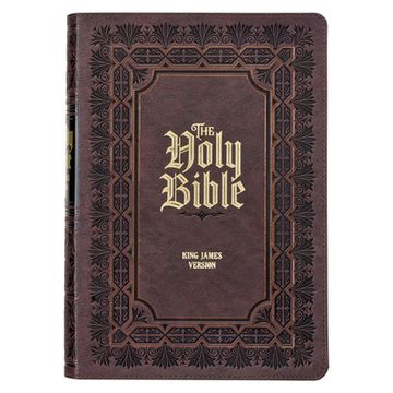 portada KJV Study Bible, Large Print King James Version Holy Bible, Thumb Tabs, Ribbons, Faux Leather Dark Brown Debossed (in English)