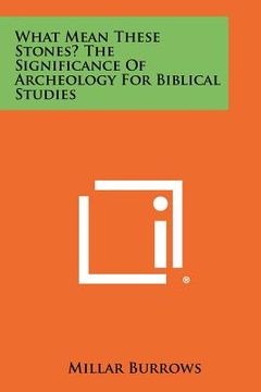 portada what mean these stones? the significance of archeology for biblical studies (en Inglés)