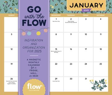 portada Go With the Flow: Inspiration and Organization for 2025: A Magnetic Monthly Calendar for a Fridge, Wall, or Desk