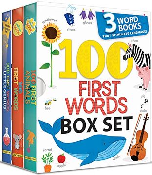 portada 100 First Words box Set: 3 Word Books That Stimulate Language (en Inglés)