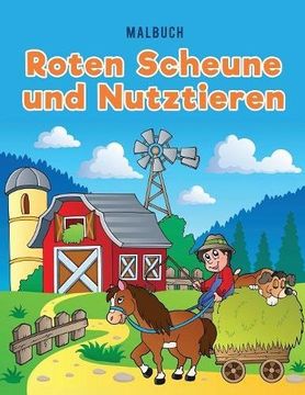 portada Malbuch roten Scheune und Nutztieren