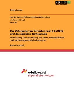 portada Der Untergang von Verlusten nach § 8c KStG und das objektive Nettoprinzip (German Edition)