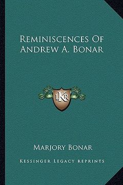 portada reminiscences of andrew a. bonar (en Inglés)