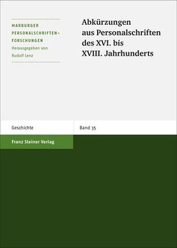 portada Abkurzungen Aus Personalschriften Des XVI. Bis XVIII. Jahrhunderts (in German)