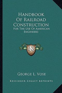 portada handbook of railroad construction: for the use of american engineers (en Inglés)