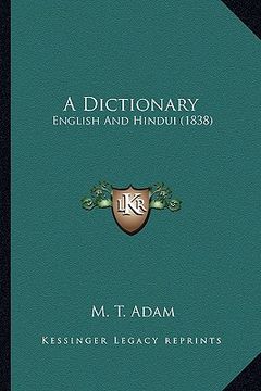 portada a dictionary: english and hindui (1838) (en Inglés)