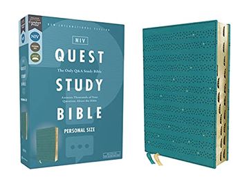 portada Quest Study Bible: New International Version, Teal, Leathersoft, Comfort Print, the Only q and a Study Bible (in English)
