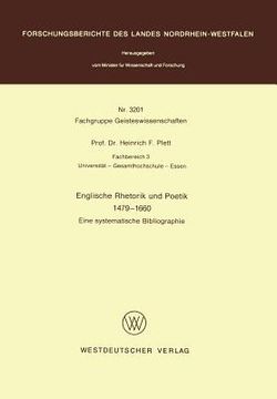 portada Englische Rhetorik Und Poetik 1479 - 1660: Eine Systematische Bibliographie (en Alemán)