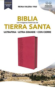 portada Biblia Reina-Valera 1960, Tierra Santa, Ultrafina, Letra Grande, Leathersoft, Fucsia, con Cierre