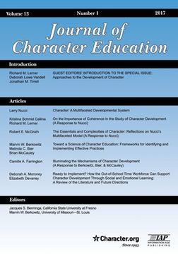 portada Journal of Character Education Volume 13 Issue 1 2017 (en Inglés)
