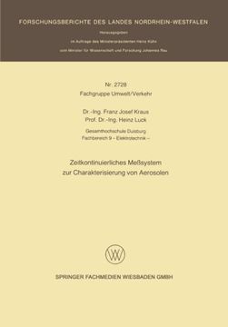 portada Zeitkontinuierliches Meßsystem zur Charakterisierung von Aerosolen (Forschungsberichte des Landes Nordrhein-Westfalen) (German Edition)