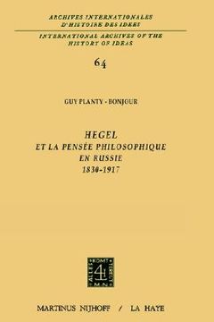 portada hegel et la pens e philosophique en russie, 1830-1917