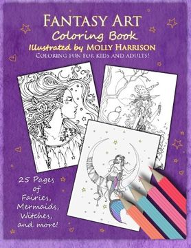 portada Fantasy Art Coloring Book: Fairies, mermaids, dragons and more!  By artist Molly Harrison