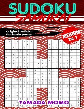 portada Sudoku Samurai Medium: Original Sudoku For Brain Power Vol. 3: Include 100 Puzzles Sudoku Samurai Medium Level (en Inglés)