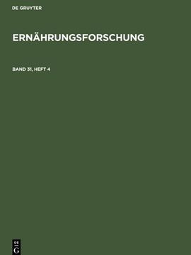 portada Ernährungsforschung. Band 31, Heft 4 (in German)