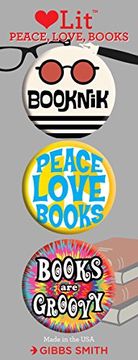 portada Peace, Love, Books 3-Button Assortment (en Inglés)