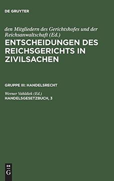 portada Entscheidungen des Reichsgerichts in Zivilsachen, Handelsgesetzbuch, 3 (en Alemán)