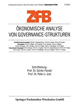 portada Ökonomische Analyse von Governance-Strukturen (in German)