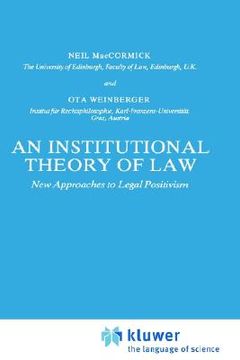 portada an institutional theory of law: new approaches to legal positivism (en Inglés)