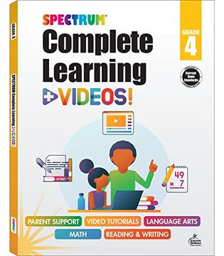 portada Spectrum Grade 4 Complete Learning + Videos, 4th Grade Workbooks all Subjects, Grade 4 Workbook With Math, Language Arts, Reading Lessons, How-To Video Instructions and Examples (in English)