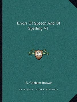 portada errors of speech and of spelling v1 (en Inglés)