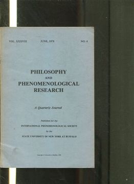portada Philosophy and Phenomenological Research: A Quarterly Journal - VOL- XXXVIII JUNE, 1978. NO.4.