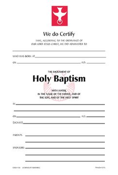 portada Baptism Certificate #110R: Pack of 25 (Miscellaneous Print)